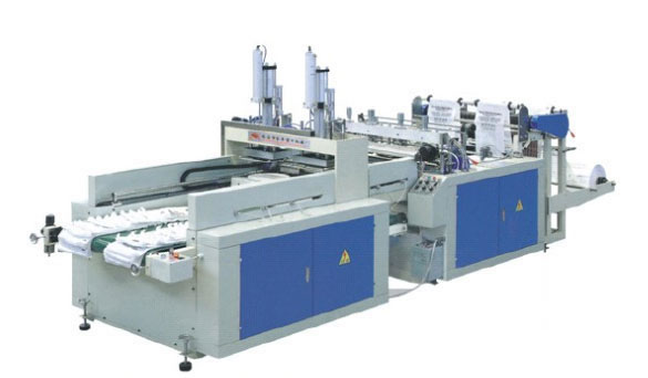 Máquina automática de fabricación de bolsas para camisetas JD-DFR-400×2