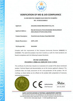 Certificación CE para la extrusora de plástico alveolar de polietileno